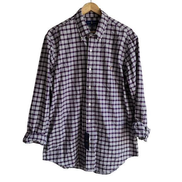 Ralph Lauren Classic Fit Oxford Button Down Plaid Long Sleeve Shirt L - Picture 1 of 10